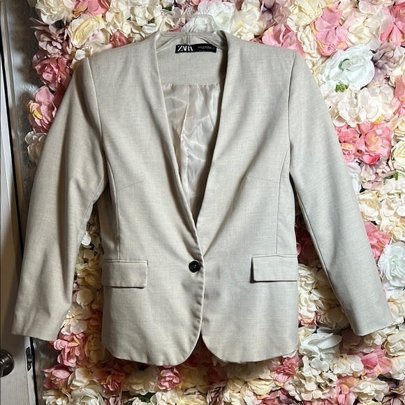 A021 Zara Beige Blazer with Single Button - Picture 1 of 4